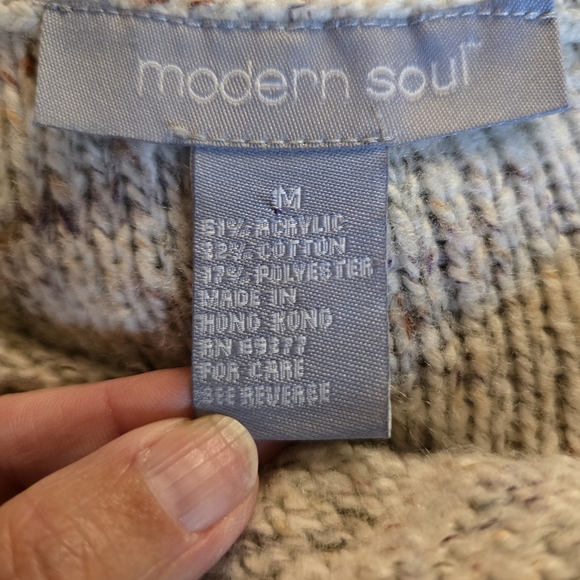 Modern Soul Cream Speckled Fringe Sweater - Picture 5 of 6